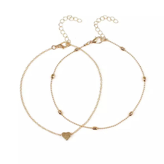 Double stack heart anklet
